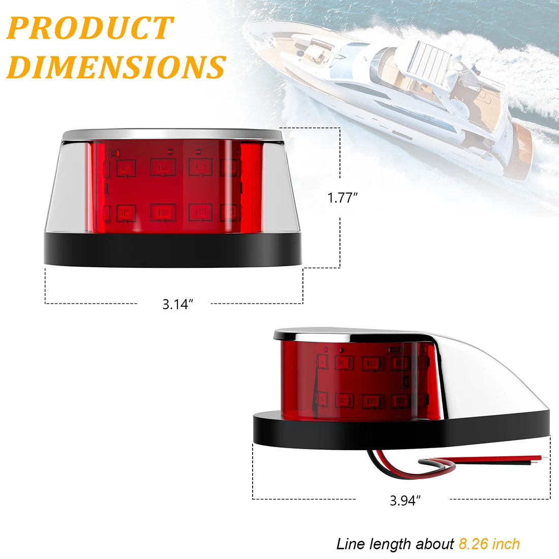 Luces de navegación para barcos marinos, luces laterales LED impermeables de 12V, luces de estribo de puerto rojo y verde para yate, barco de pesca
