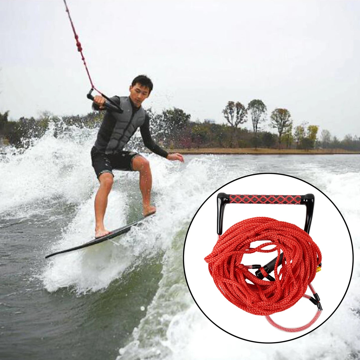 Cuerda para esquí acuático y wakeboard con mango flotante – 18m / 23m