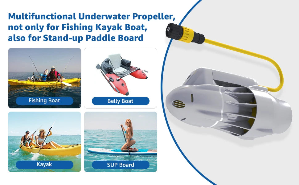 Kedean Motor de propulsor subacuático para accesorios de barcos de Kayak, hélice de aletas eléctricas, Motor de pesca de Surf SUP de paleta