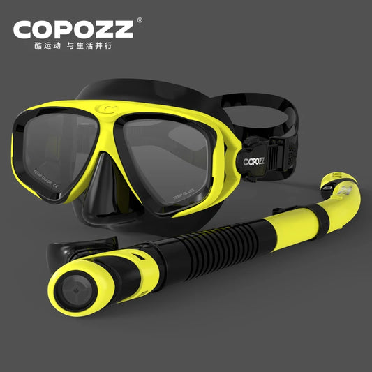 Máscara de buceo profesional COPOZZ – Antiempañante, vidrio templado y snorkel