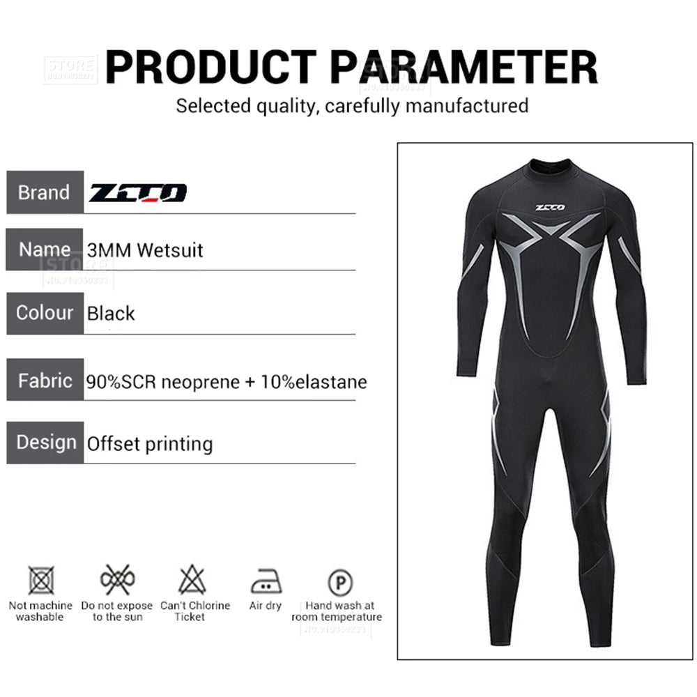 Traje de neopreno hombre 3mm Dive&Sail para surf, buceo y deportes acuáticos