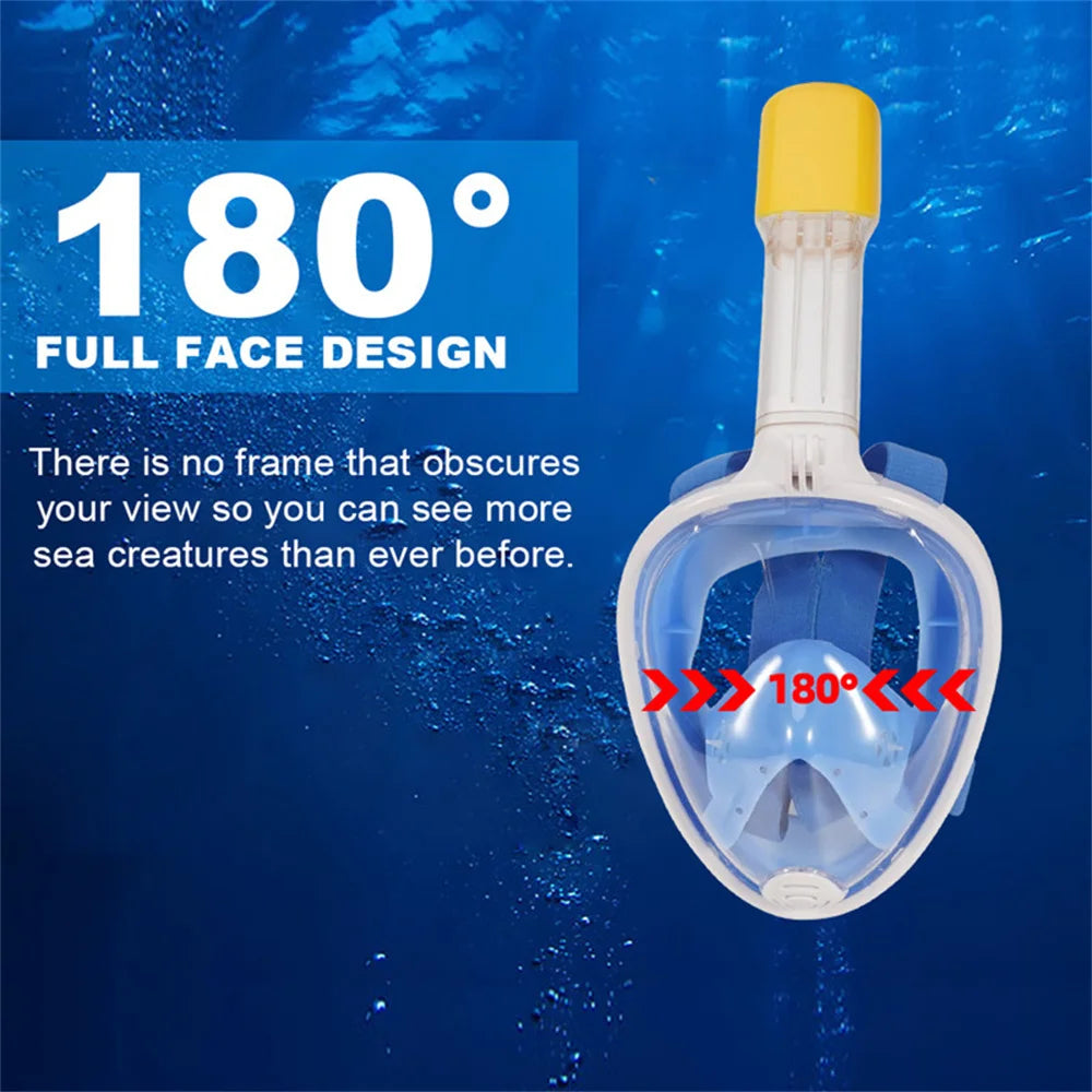 Máscara de buceo profesional para esnórquel, máscara de snorkel de cara completa subacuática, gafas antiniebla para niños y adultos, equipo de natación