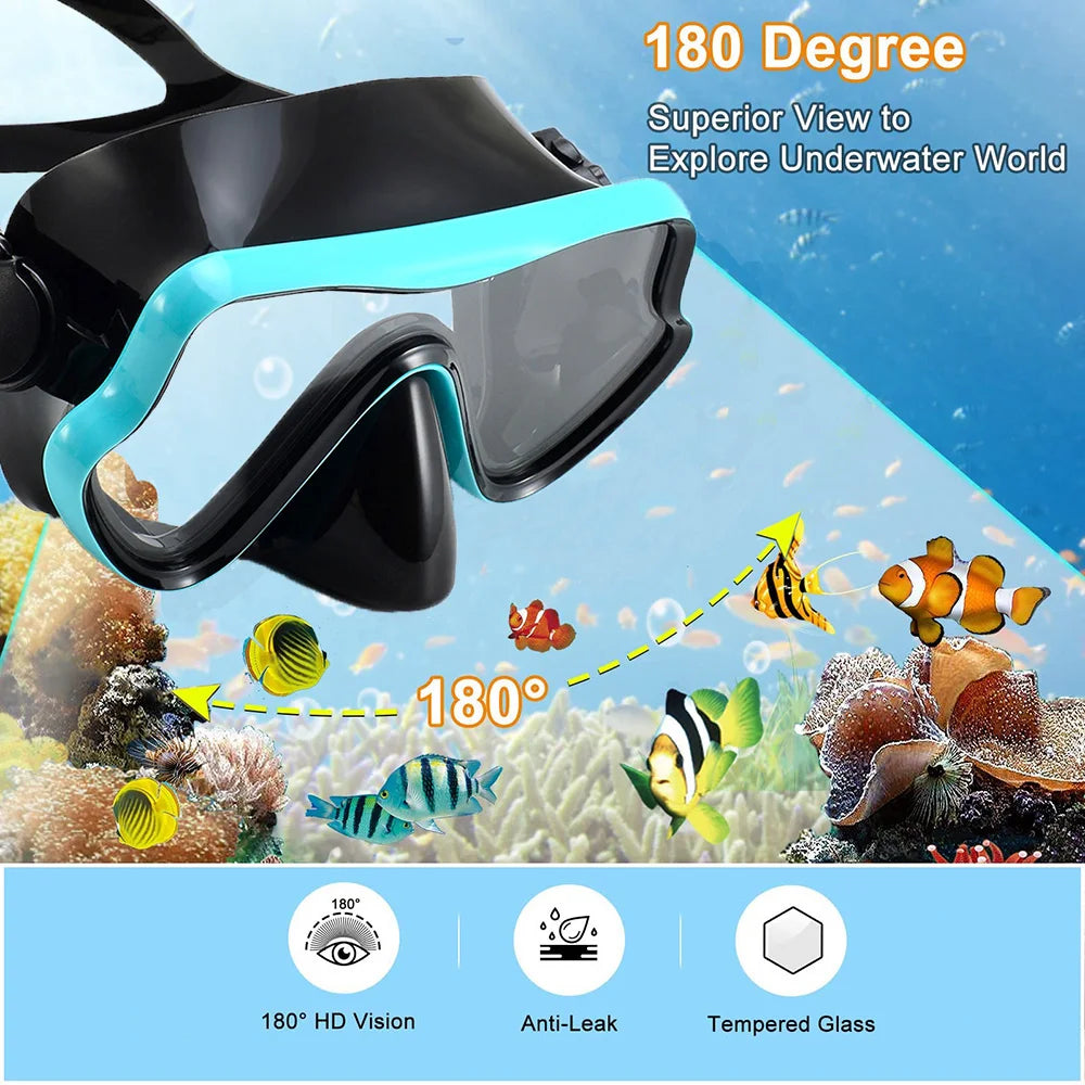 Kit de snorkel para adultos JoyMaySun – Máscara de vidrio templado y tubo de 43 cm