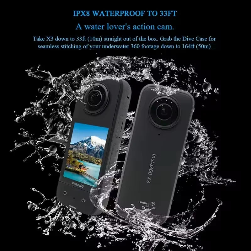 Cámara de acción 360º Insta360 X3 resistente al agua con sensores de 1/2" 4K