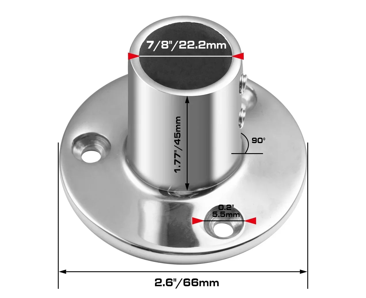 Goture, 1 pieza, montaje de pasamanos para barco, 35/45/60/90 grados, acero inoxidable, 7/8 "/1", Base redonda/rectangular, Hardware de barandilla para yate y barco