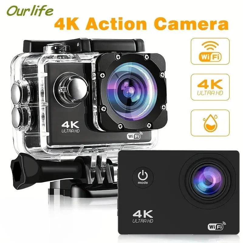 Cámara de acción Ultra HD 4K/30fps WiFi 2,0 pulgadas 170D casco impermeable bajo el agua grabación de vídeo ciclismo esquí cámaras deporte Cam
