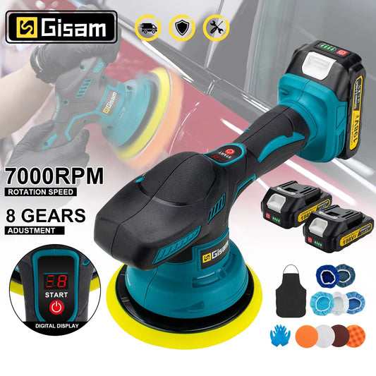 Gami-pulidor de coche inalámbrico, 8 engranajes, ajustable, eléctrico, encerado, lijado, sellado, herramienta eléctrica compatible con Pin de batería Makita de 18v
