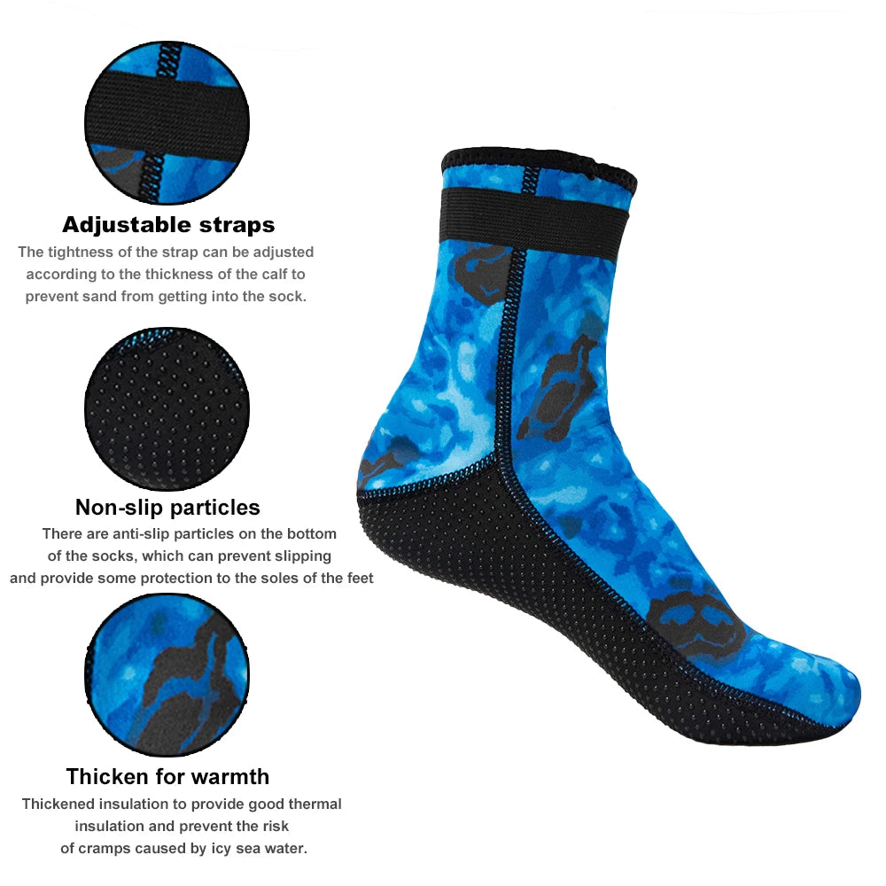 Calcetines de neopreno camuflaje 3mm para buceo y deportes acuáticos