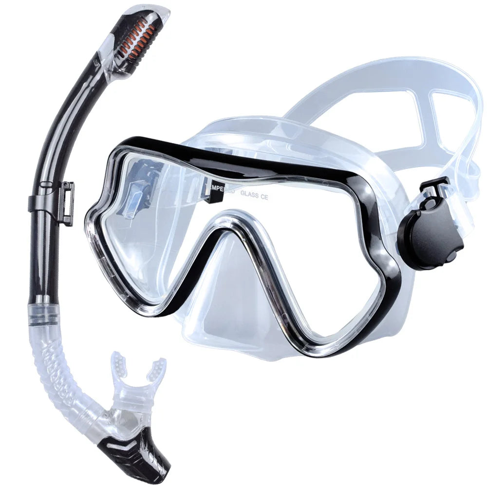 Kit de snorkel para adultos JoyMaySun – Máscara de vidrio templado y tubo de 43 cm