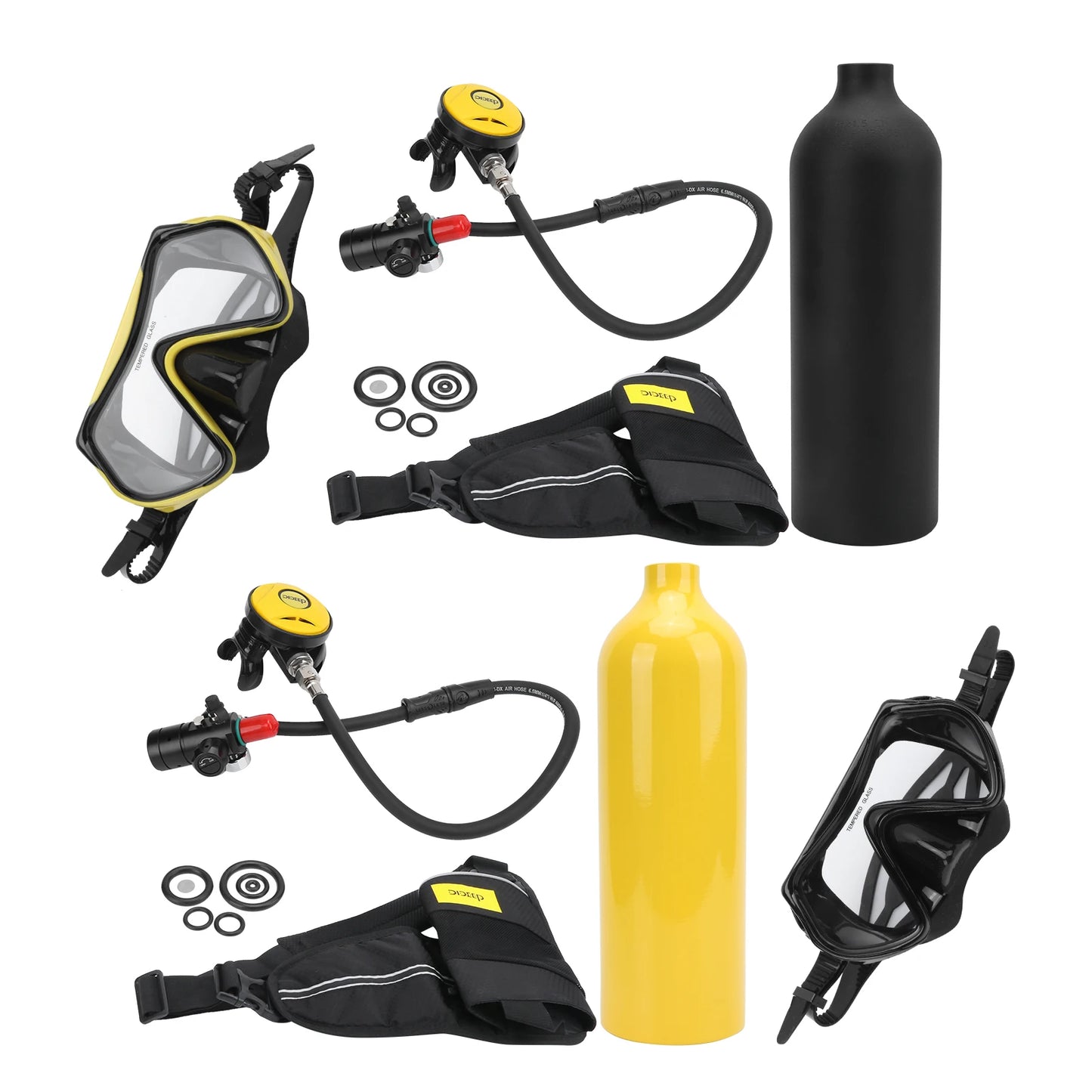 Kit de buceo portátil DIDEEP 1L – Cilindro de oxígeno, snorkel, gafas y bolsa