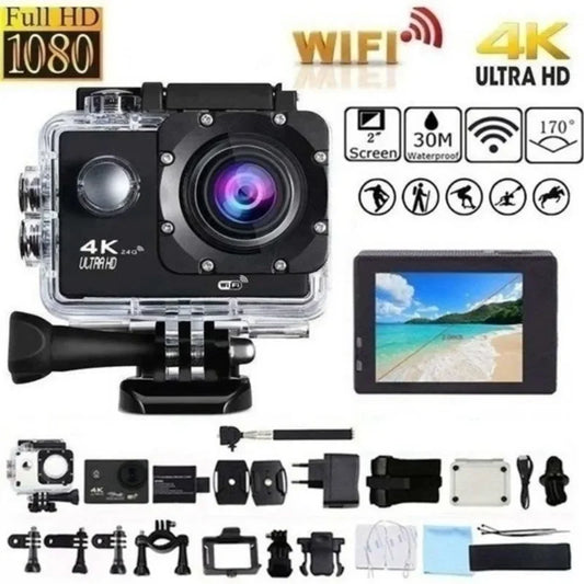 Cámara de acción Ultra HD 4K/30fps WiFi 2,0 pulgadas 170D casco impermeable bajo el agua grabación de vídeo ciclismo esquí cámaras deporte Cam