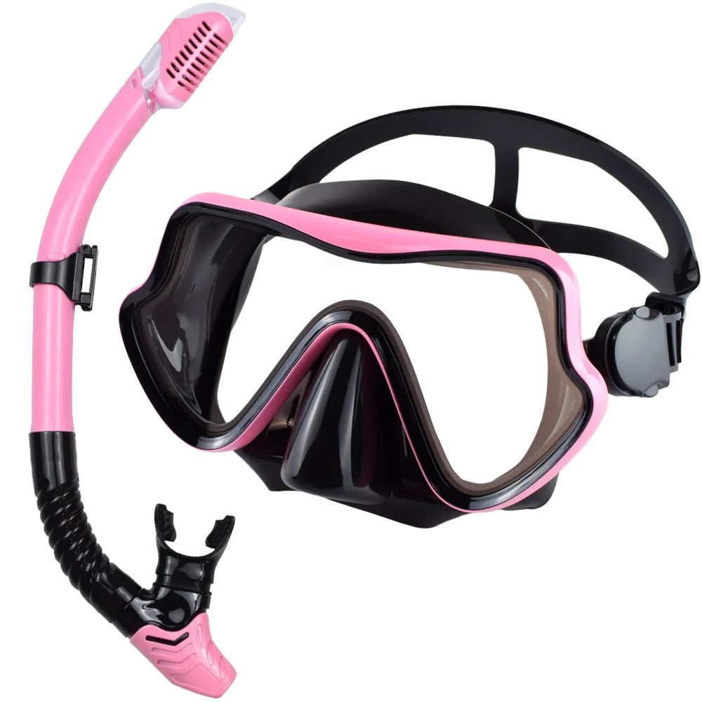 Kit de snorkel para adultos JoyMaySun – Máscara de vidrio templado y tubo de 43 cm