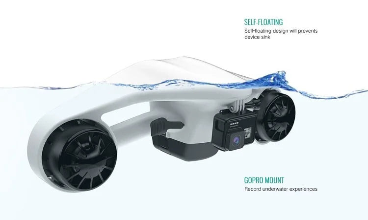 Manopla eléctrica alimentada por batería, patinete de chorro subacuático, propulsor duradero para natación y buceo, hélice flotante para Snorkel