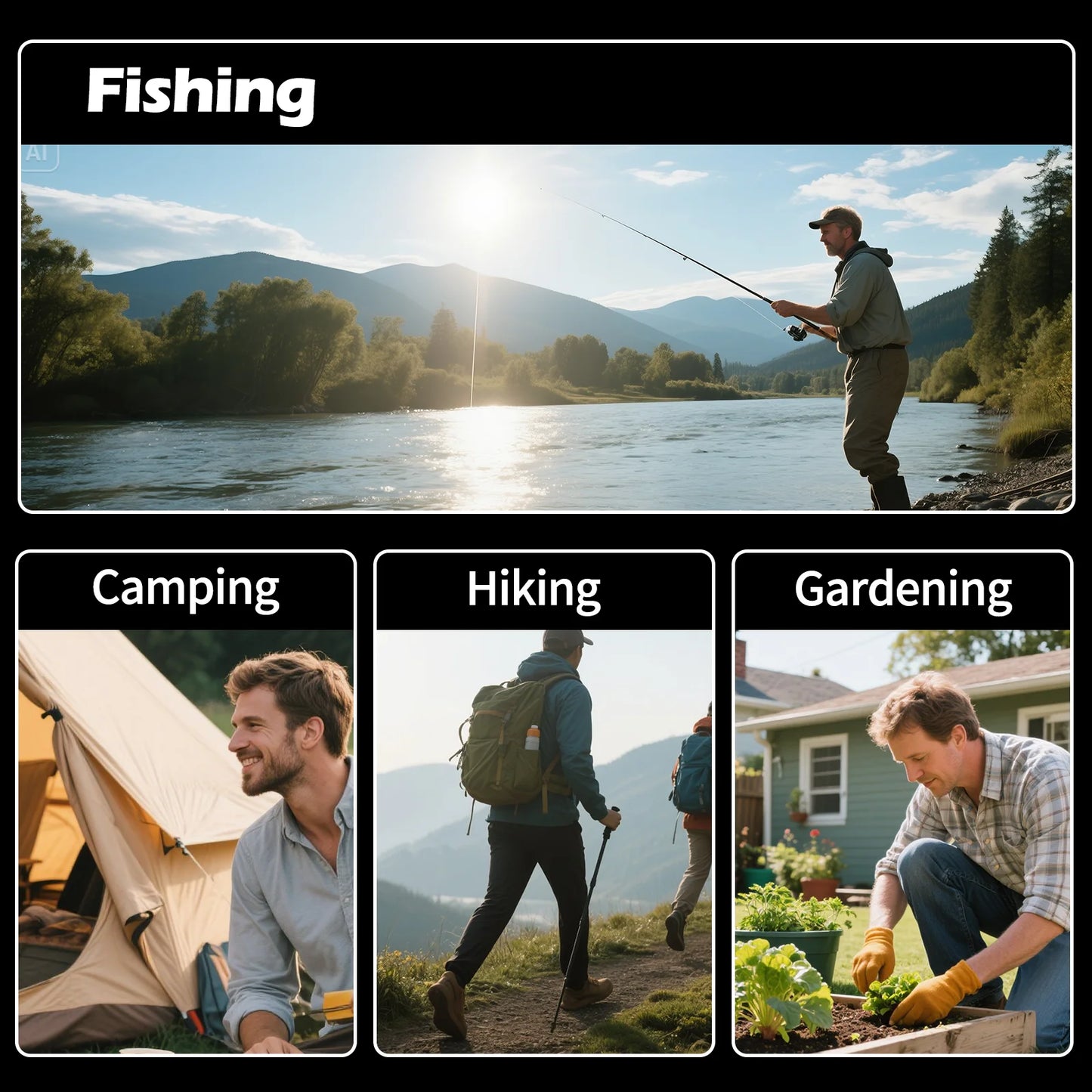 🎣 Sombrero de sol de ala ancha con ventiladores solares 2‑en‑1