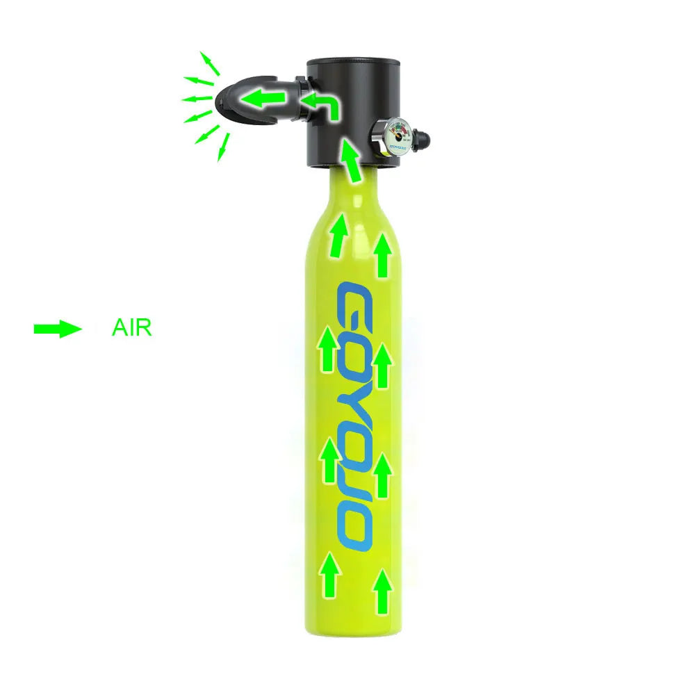 Mini tanque de buceo subacuático 0,5 L – Oxígeno portátil para pesca y aventura