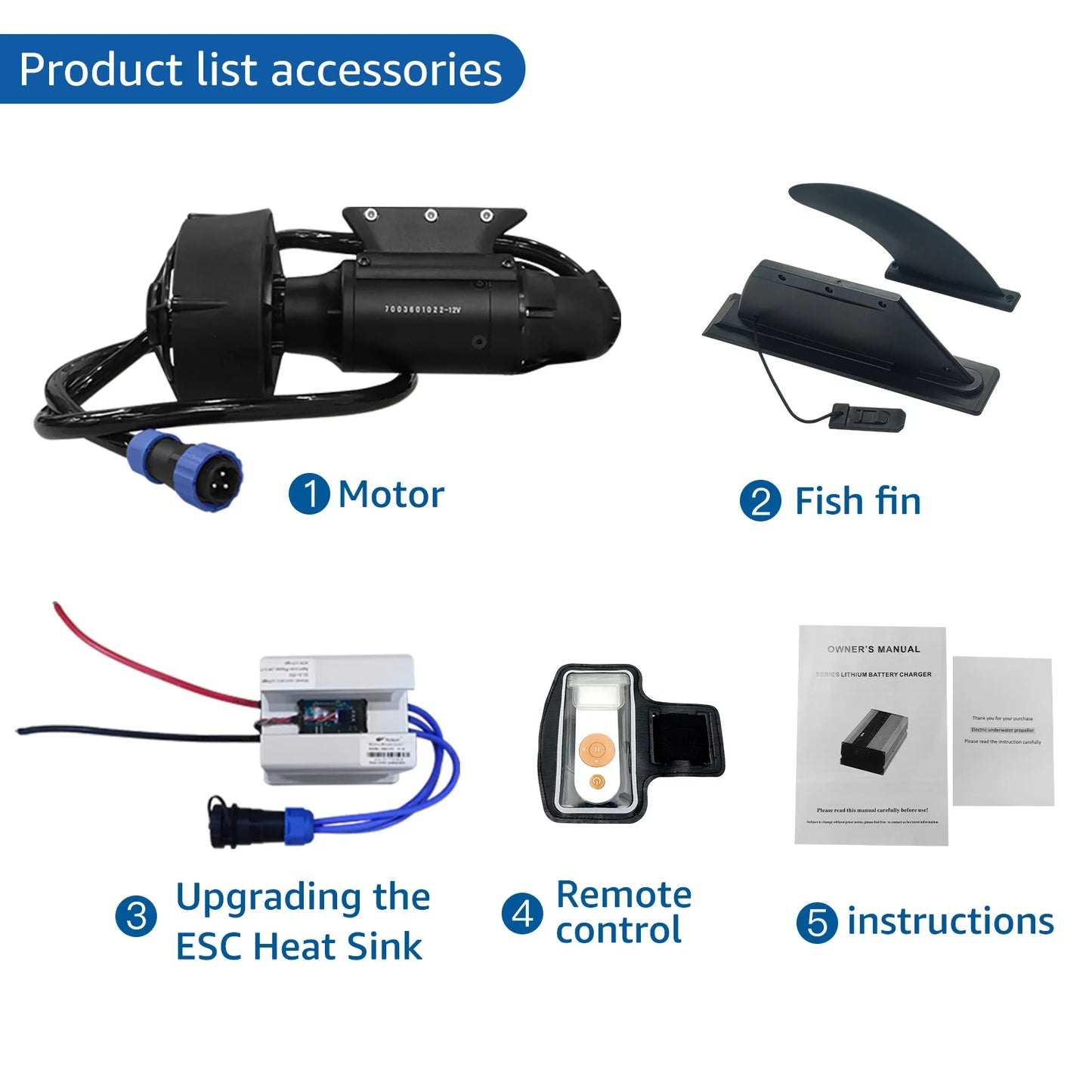 Aleta eléctrica subacuática Kedean 380 W/600 W – Motor brushless para SUP, surf y kayak