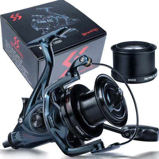 Carrete giratorio de metal SOUGAYLANG completo 9000‑12000 para pesca de mar, jigging y trolling de largo alcance