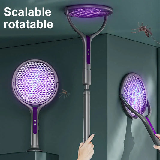 Matamoscas eléctrico con cabezal giratorio 2 en 1