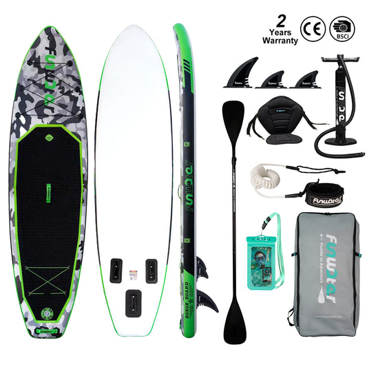 Tabla Sup inflable 320 a 350 cm – Funwater PVC EVA – Pack completo con remo, bomba y accesorios