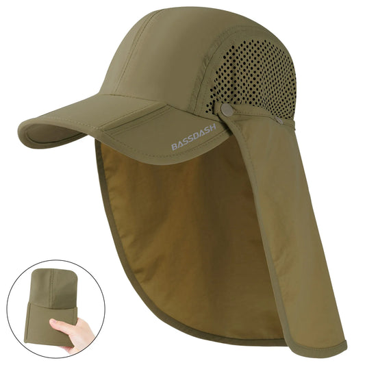 Sombrero de pesca BASSDASH plegable UPF 50+ con solapa desmontable