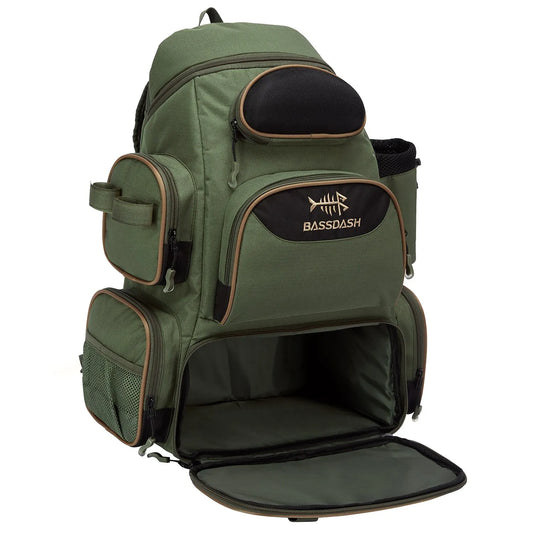 Mochila de pesca táctica multifuncional BASSDASH, mochila ligera para almacenamiento y movilidad