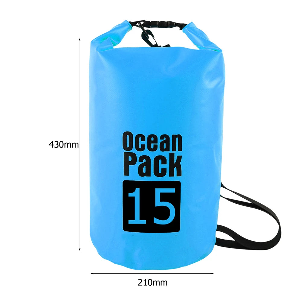 Bolsa seca impermeable 2L–15L para playa, kayak, trekking y natación