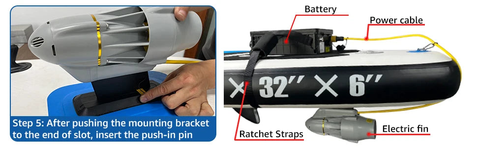 Kedean Motor de propulsor subacuático para accesorios de barcos de Kayak, hélice de aletas eléctricas, Motor de pesca de Surf SUP de paleta