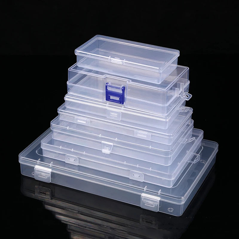 Caja translúcida Rectangular, caja de almacenamiento fuerte y duradera, cajas de plástico de embalaje, estuche de almacenamiento multifuncional impermeable a prueba de polvo