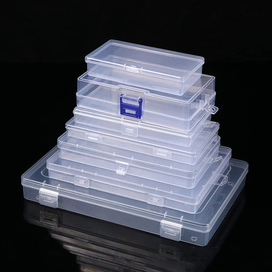 Caja translúcida Rectangular, caja de almacenamiento fuerte y duradera, cajas de plástico de embalaje, estuche de almacenamiento multifuncional impermeable a prueba de polvo